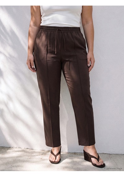 Lcwaıkıkı Petite Kahverengi Beli Lastikli Kadın Pantolon