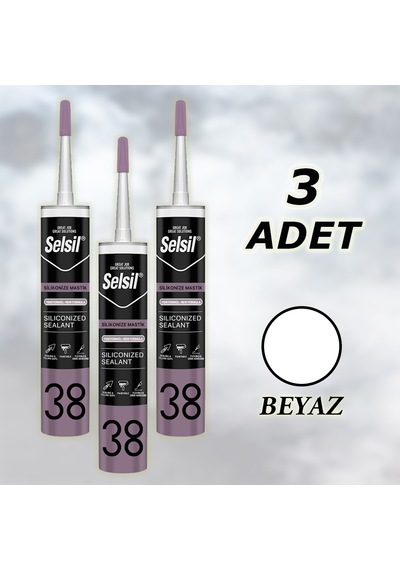 Selsil Silikonize Mastik Beyaz 500 Gr 52083 3 Adet Beyaz