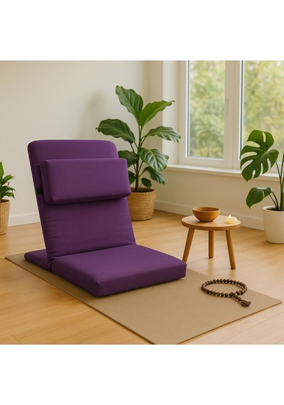 Ekstra Destek Yastıklı Yoga, Nefes, Meditasyon Sandalyesi Backjack Xl Su Ve Leke İticili Duck Kumaş Mor