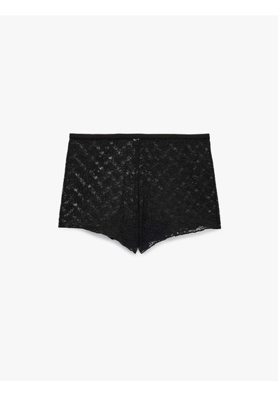Koton Rahat Kesim Dantel Detaylı Şort Pijama Altı Siyah 6slk80021mk