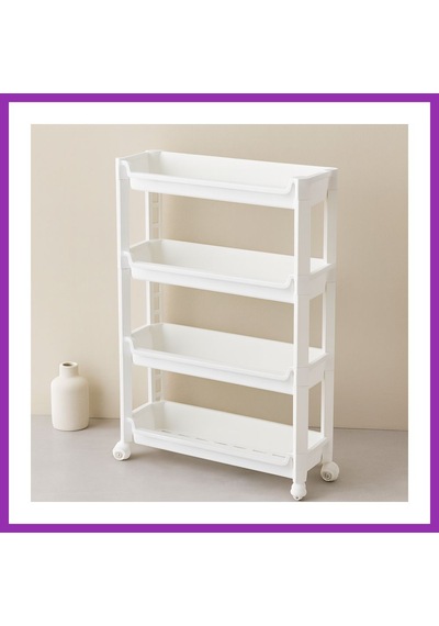 Bezos 4 Katlı Tekerlekli Sepet Organizer Raf 465x145x670mm Bty Çok Renkli