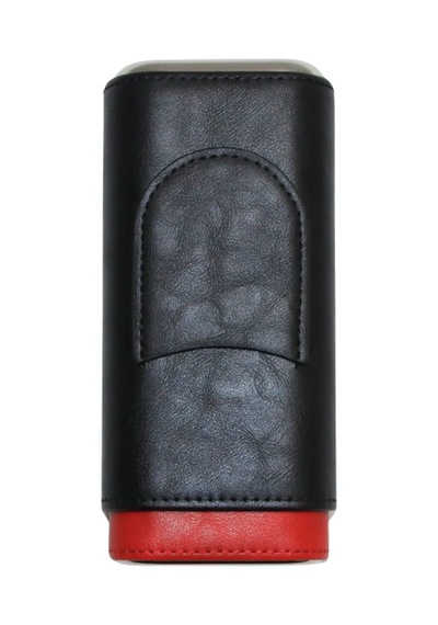 Cohiba Siyah Kırmızı Kesici Bölmeli Üçlü Deri Puro Kılıfı