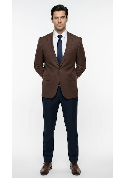 Plus Scorpion Erkek Blazer Ceket Twill Dokuma Likralı Notch Yaka 1 Düğmeli Çift Yırtmaçlı Slim Fit Kahverengi Plus Scorpion Erkek Blazer Ceket Twill Dokuma Likralı Notch Yaka 1 Düğmeli Çift Yırtmaçlı Slim Fit Kahverengi