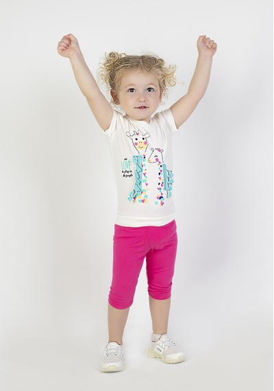 Harika Kids Kız Bebek Kaprili Kısa Kollu Zürafabaskı Yazlık Basic Alt-üst Takım 6-24 Ay 001