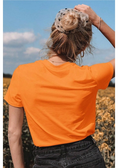 Unisex Dreamer Baskılı Oversize Tshirt Turuncu