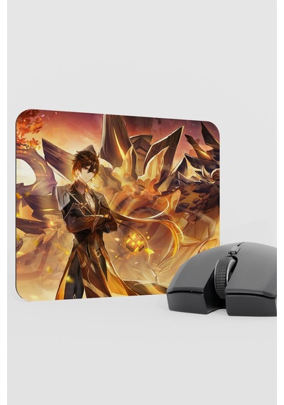 Zhongli Genshin Impact Anime Gacha V1 - 22x18 Gaming Mouse Pad Fare Altlığı