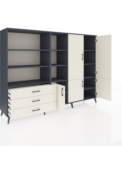 Hyperion Dolap 11 Raflı 3 Çekmeceli 5 Kapaklı 220x44x163 Antrasit Antrasit-aytaşı Hyperion Dolap 11 Raflı 3 Çekmeceli 5 Kapaklı 220x44x163 Antrasit Antrasit-aytaşı