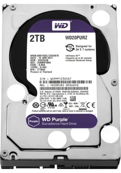 WD Purple WD20PURZ 3.5" 2 TB 5400 RPM 64 MB SATA 3 HDD