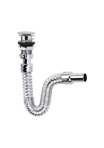 Krom Bas Çek Lavabo Sifonu, Su Tasarruflu, Modern Banyo Ve Mutfak Sifonu Diğer