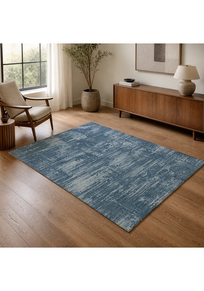 Kartela Halı Riva Halı Kaymaz Taban Makinede Yıkanabilir Halı Mavi - 80 X 120 Cm
