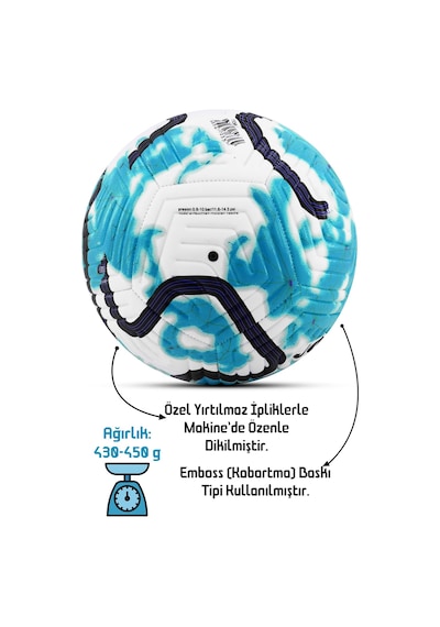 Telvesse Futbol Topu Color Pompalı Set Sert Zemin Halı Saha Futbol Topu Hibrit No:5 Çok Renkli