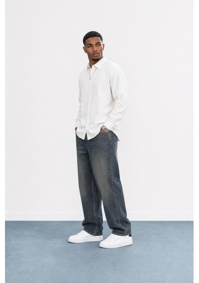 Respire Erkek Washed Baggy Pantolon Tint Mavi