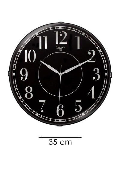 Yaldızlı Rakamlı Siyah Zeminli Duvar Saati 35 Cm Gri - Siyah