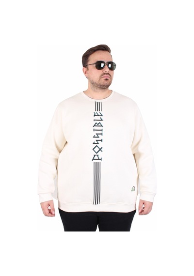 Moc Grande Mocgrande Büyük Beden Bisiklet Yaka 3ip Sweat Possible 25719 Bej Bej