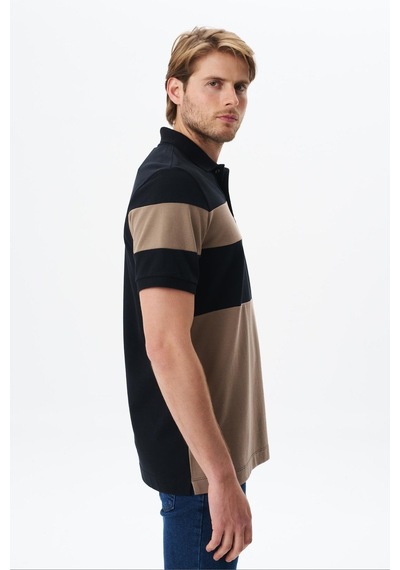 AR-MA Arma Erkek Regular Fit Çok Renkli % 100 Pamuk Pike Polo Yaka Tişört Y29374356102 Siyah