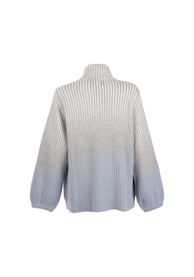 Vedi-bb Oversize Yüksek Yakalı Balon Kol Kadın Ceket - Minimalist Tarz Mavi