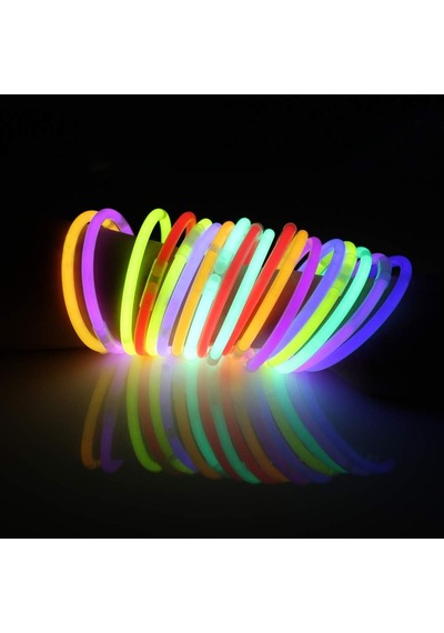 100 Adet Glow Sticks Bilezikler, Karanlıkta Parlayan Parti Malzemeleri