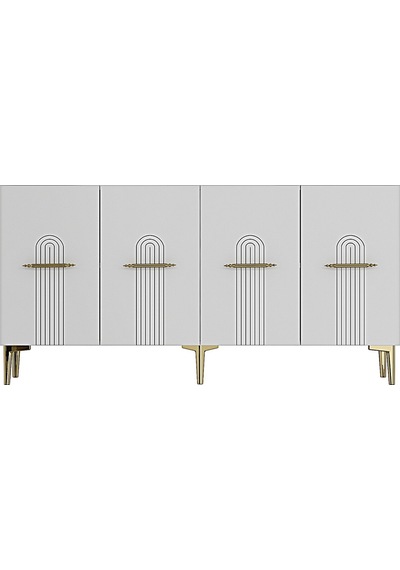 Ka1519bg Ida150 Konsol, Tv Sehpası, Kahve Köşesi Beyaz-gold 150cm Beyaz-gold