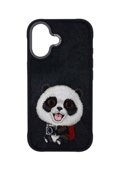 Apple Uyumlu iPhone 17 3d Göz Detaylı Gerçek Nakış İşlemeli Kabartmalı New Big Eyes Panda Kılıf Şeffaf