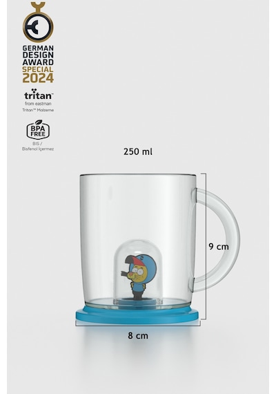 Renga Joy Kral Şakir Figürlü 250 Ml Kulplu Tritan Bardak 222038 Mavi Mavi