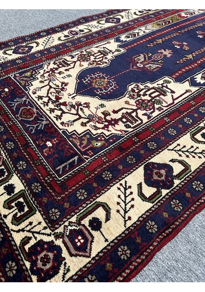 El Dokuma Seccade 120x210 Lacivert %100 Yün Büyük Namazlık Lacivert