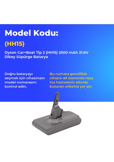 Dyson Car+boat Tip 2 Hh15 2500 Mah 21.6v Dikey Süpürge Batarya