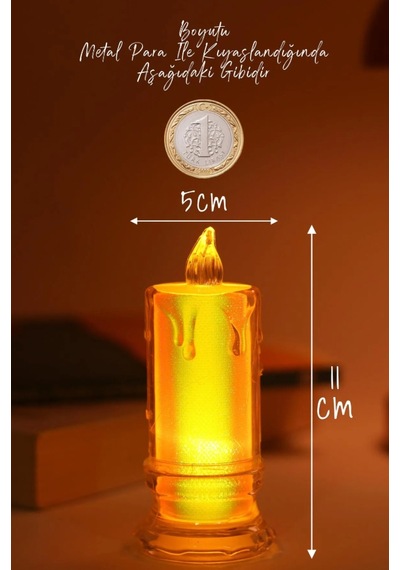 3 Adet Led Mum Simli Tipi Pil Dahil Dumansız Alev Ledli Yapay Dekoratif Mum Işığı Büyük Pt423 ŞEFFAF