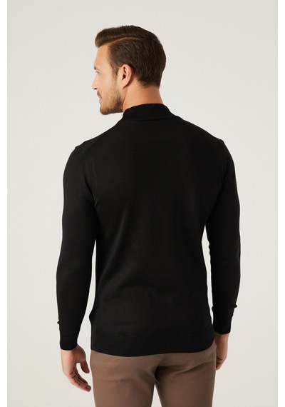 D's Damat Ds Damat Regular Fit Siyah Düz Örgü Yün Karışımlı Triko Kazak 1hf060636275m Siyah