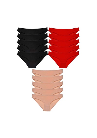 Royaleks 15 adet Süper Eko Set Likralı Kadın Slip Külot 512 RYL-EKO15009 Çok Renkli