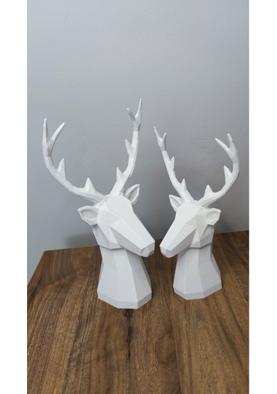 2 Li Set Geyik Figürlü Modern Dekoratif Hediyelik Biblo Beyaz 22cm/19cm Gizzstore Home