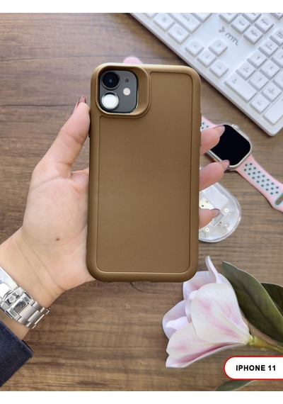 Apple iPhone 11 Uyumlu Kamera Korumalı Darbeye Dayanıklı Renk Atmayan Keep Silikon Kılıf Kahverengi