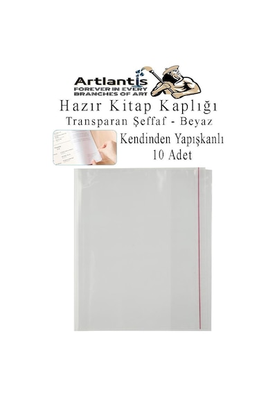 Hazır Kitap Kaplığı Şeffaf Buzlu Beyaz 10 Adet 1 Paket Cırtlı Ayarlanabilir Kendinde Yapışkanlı Kaplık Okul Sınıf Beyaz