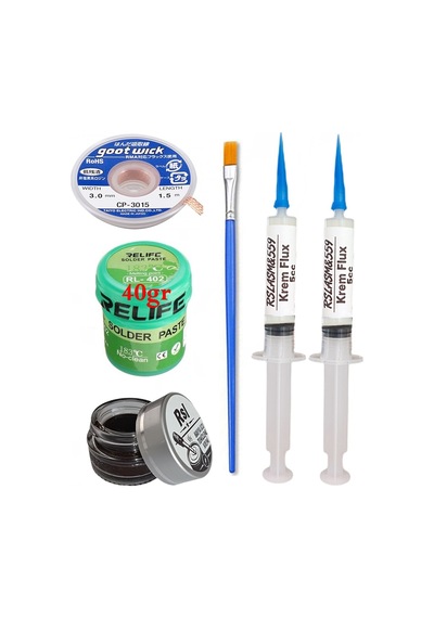 Relıfe Rl-402 Krem Lehim 183 C 40gr Havya Uç Temizleyici Flux Lehim Toplama Cp-3015 Emme Teli Fırça Seti04