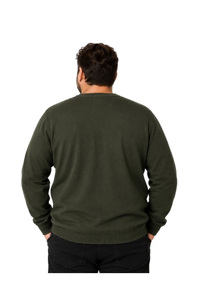 Battalmoda Erkek Büyük Beden Haki Bisiklet Yaka Pamuklu Kazak 3xl-4xl-5xl-6xl