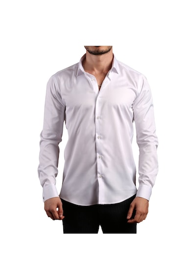 Dicotto Beyaz 8 Drop Ekstra Uzun Kol Dar Kesim Micro Kumaş Kol Düğmeli Slim Fit Erkek Gömlek - 197-1 001