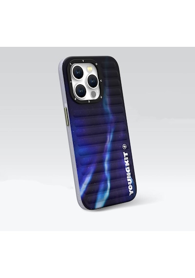 Apple Uyumlu iPhone 15 Pro Kılıf Kuzey Işıkları Desenli Youngkit Aurora Serisi Yeşil