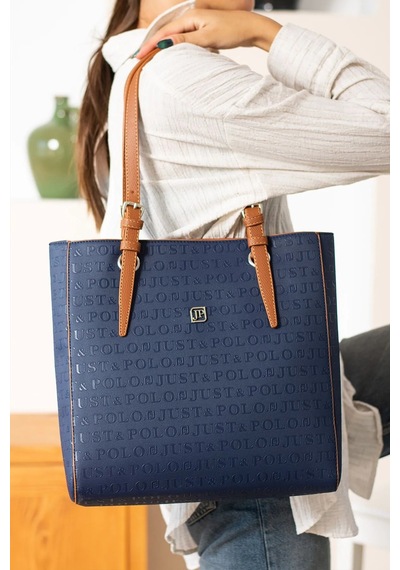 Just Polo Kadın Büyük Boy 2 Bölmeli El Çantası Large Tote Bag P344028mh Lacivert - Taba