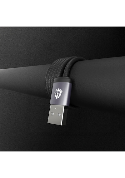 Lenyes Lc537 Usb-a To Type-c Örgü Tasarımlı Hızlı Şarj Özellikli Data Ve Şarj Kablosu 10w 1m Siyah Siyah
