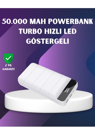 50000mah Yüksek Kapasiteli Powerbank Hızlı Şarj Ve Led Ekranlı Sarı