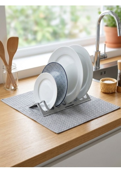 Mucit Home Ultra Emici Tabaklık Standlı Mikrofiber Bulaşık Altlığı Bezi Kurutma Matı 38 49 Cm Karışık