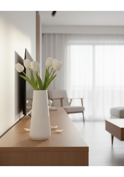 El Yapımı Dekoratif Vazo, Özgün Minimalist Tasarım, Taş Döküm İskandinav Ev Dekorasyonu Diğer