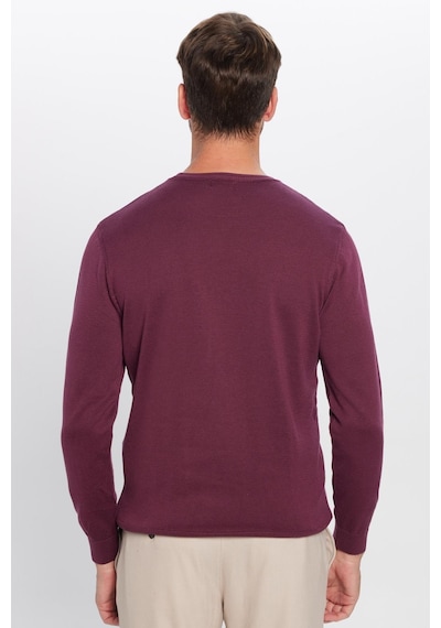 Tudors Erkek Standart Fit Normal Kesim Bisiklet Yaka Bordo Triko Kazak-25880