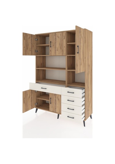 Hyperion Dolap 9 Raflı 5 Çekmeceli 5 Kapaklı 132x44x195 Çam-ç... Çam