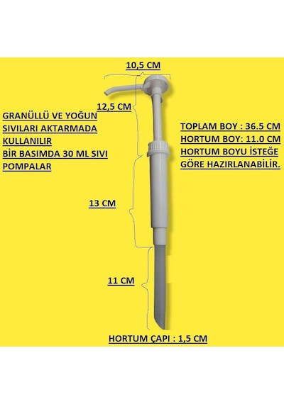Selanikli Granüllü Sıvı Sabun Pompası 30 Cc Yoğun Sıvılar İçin Aktarım Pompası