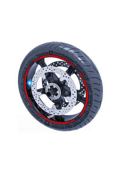 Reflektif Kırmızı 4 Parçalı Kesikli Jant Şeridi Sticker Çınar Extreme