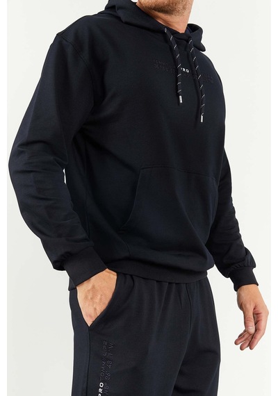 Tommy Life Lacivert Kapüşonlu Kanguru Cep Lastik Paça Erkek Oversize Eşofman Takımı - 85117 Lacivert