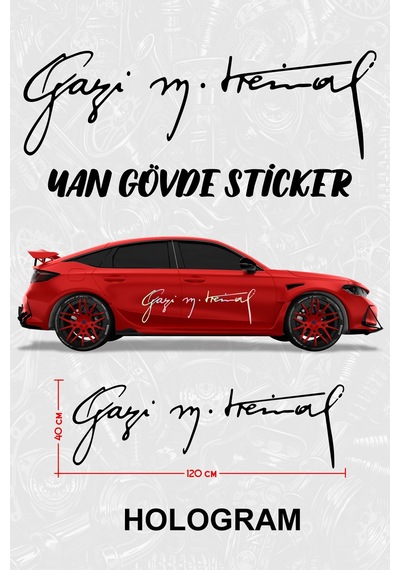 Gazi Mustafa Kemal Yan Gövde Sticker Hologram - 864812018