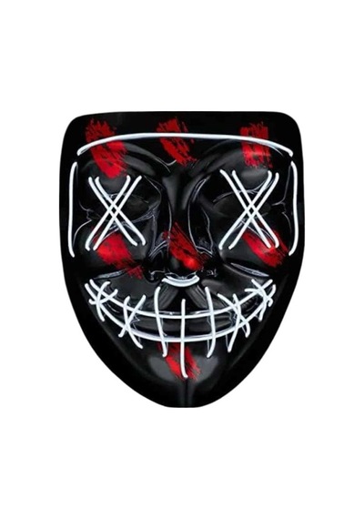 Hallowen Parti Maskesi Neon Led Işıklı Maske 3 Modlu Cadılar Bayramı Maskesi Açık Gri