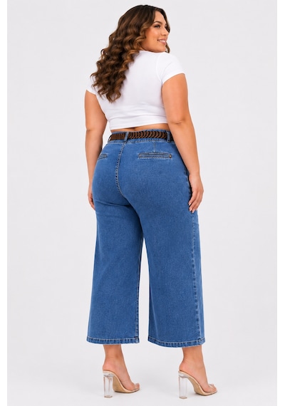 Zanessi Fashıon Büyük Beden Yüksek Bel Örgü Kemer Cepli Geniş Paça Denim Kadın Pantolon Mavi Zanessi Fashıon Büyük Beden Yüksek Bel Örgü Kemer Cepli Geniş Paça Denim Kadın Pantolon Mavi