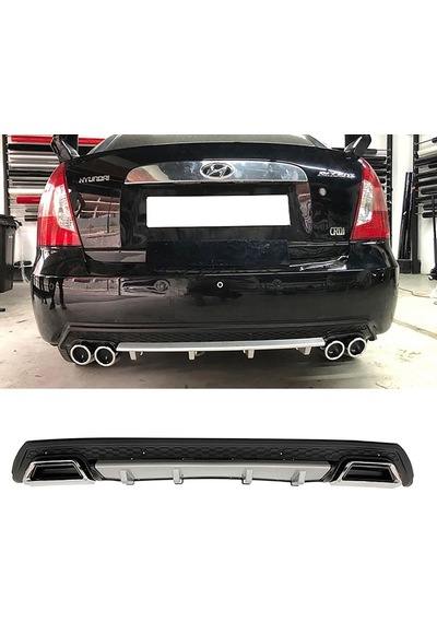 Hyundai Accent Era Gri Difüzör Çiftli Kare Egzoz Görünümlü D Tip Difizör 2006 - 2009